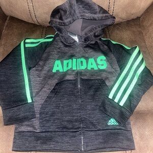 Adidas Kids Charcoal and Neon Green Hoodie